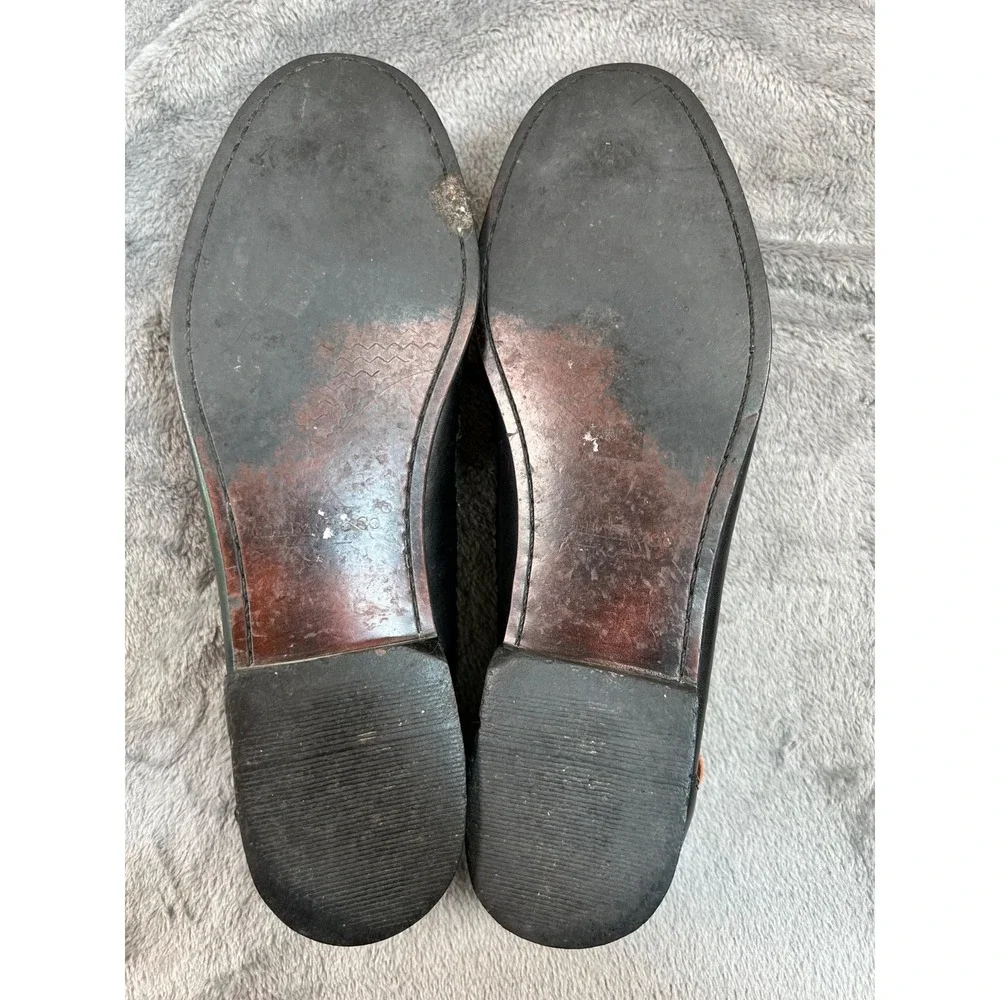 G. H. Bass & Co Penny Loafers Mens 11.5M Black Woven Leather Vtg Made in Brazil